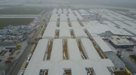 Atatürk Havalimanı'nda yapılan salgın hastanesindeki son durum havadan fotoğraflandı