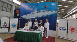 Pakistan için üretilen 4. MİLGEM korvetinin sac kesimi gerçekleştirildi