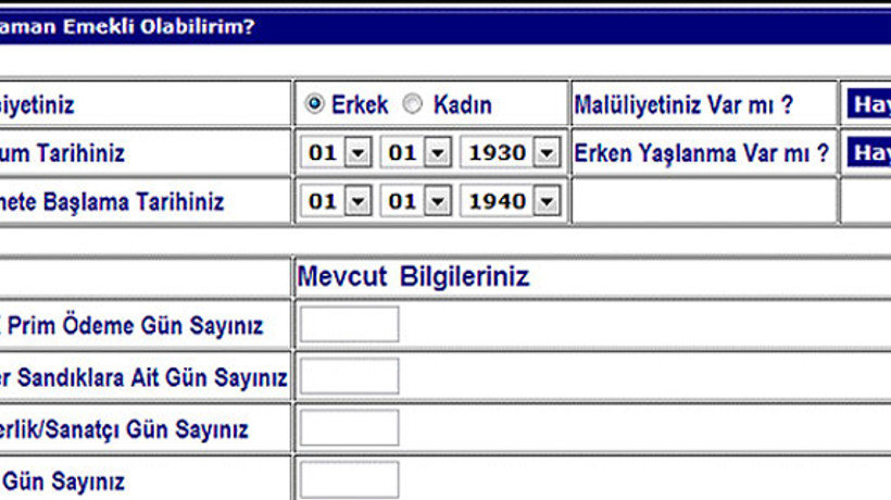 Ne Zaman Emekli Olurum Hesaplaması