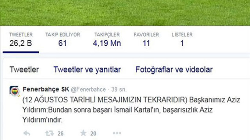 Fenerbahçe o tweet'i yeniden attı