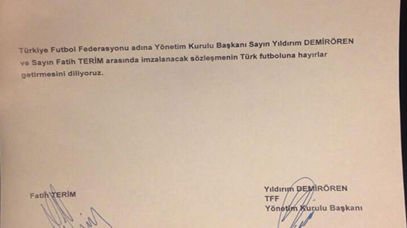 İşte Terim'in TFF ile imzaladığı kağıt!